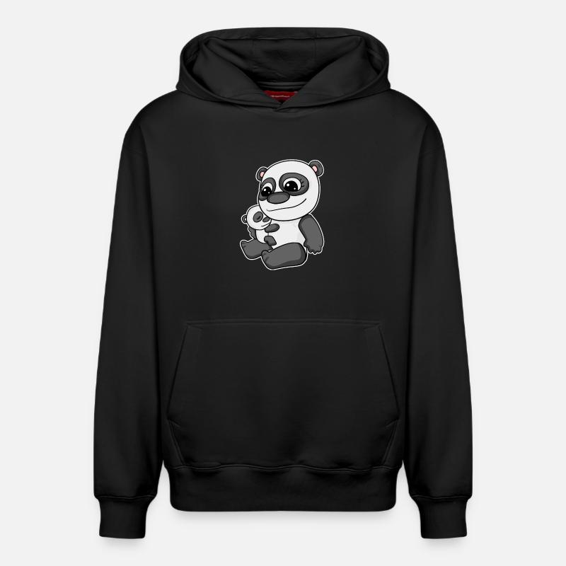 Famille - Panda avec bébé panda - Sweat à capuche unisexe décontracté en coton biologique – de SPREAD - noir