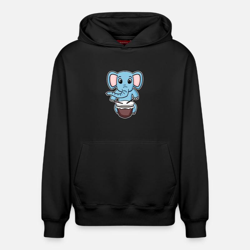 Motif de tambour d’éléphant - Sweat à capuche unisexe décontracté en coton biologique – de SPREAD - noir