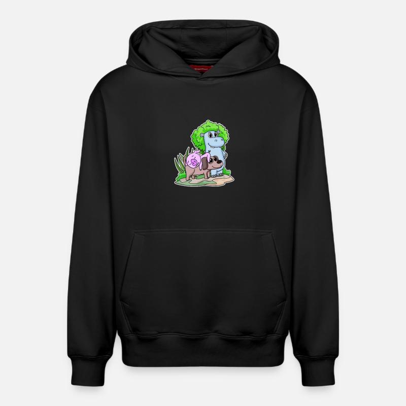 Animaux mignons - Sweat à capuche unisexe décontracté en coton biologique – de SPREAD - noir