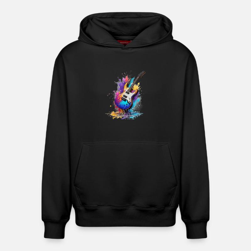 Guitare - Sweat à capuche unisexe décontracté en coton biologique – de SPREAD - noir