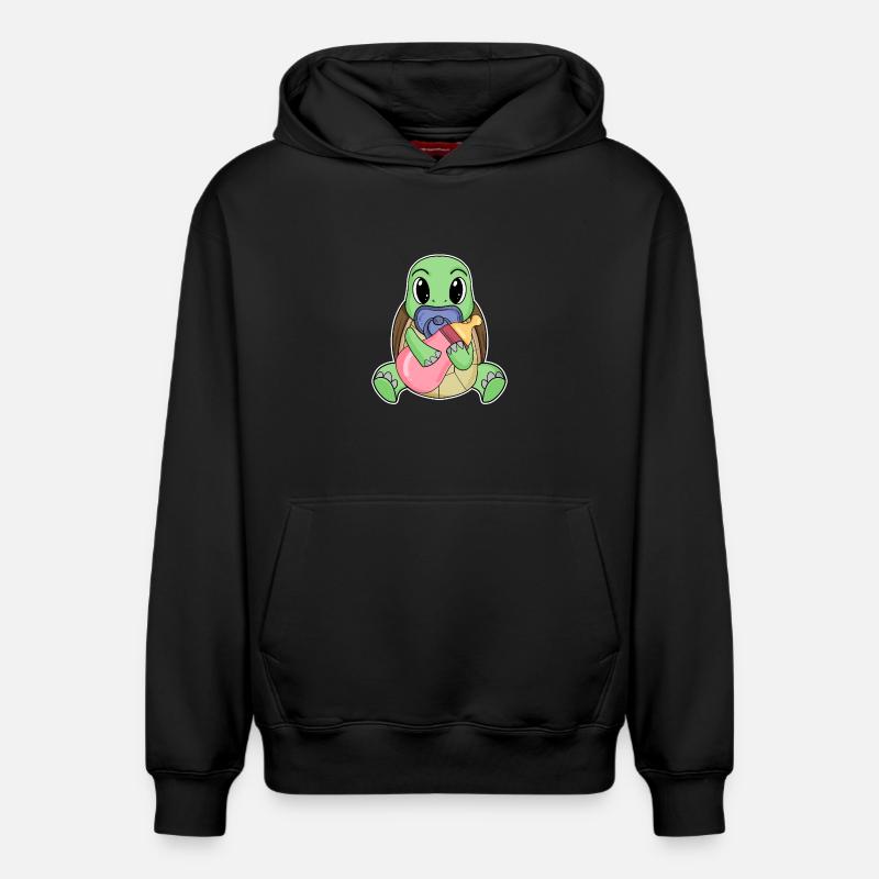 Bébé tortue - Sweat à capuche unisexe décontracté en coton biologique – de SPREAD - noir