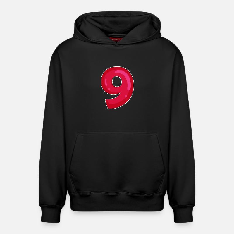 NEUF - 9 - Chiffre rouge - Sweat à capuche unisexe décontracté en coton biologique – de SPREAD - noir