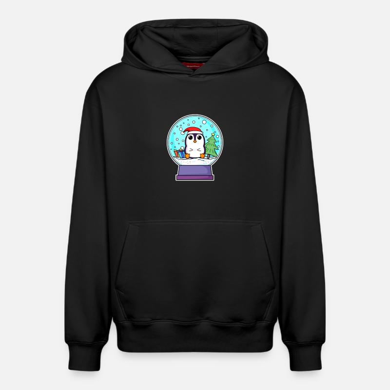 Pingouin Noël - Sweat à capuche unisexe décontracté en coton biologique – de SPREAD - noir