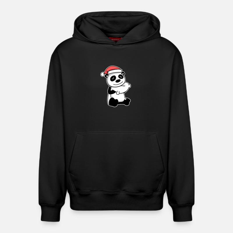 Panda Mignon Fatigué Noël - Sweat à capuche unisexe décontracté en coton biologique – de SPREAD - noir