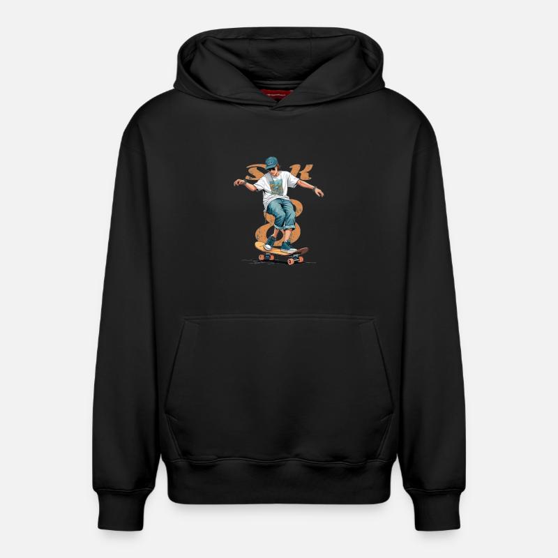 Garçon patineur - Sweat à capuche unisexe décontracté en coton biologique – de SPREAD - noir
