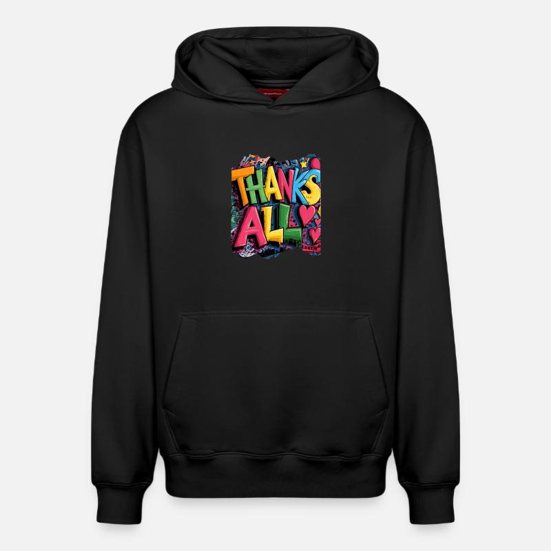 Joyeux merci Graffiti Design - Sweat à capuche unisexe décontracté en coton biologique – de SPREAD - noir