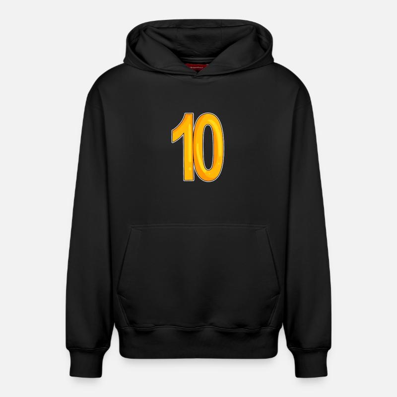 10 - dix - jaune - Sweat à capuche unisexe décontracté en coton biologique – de SPREAD - noir