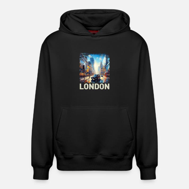 Londres - Sweat à capuche unisexe décontracté en coton biologique – de SPREAD - noir