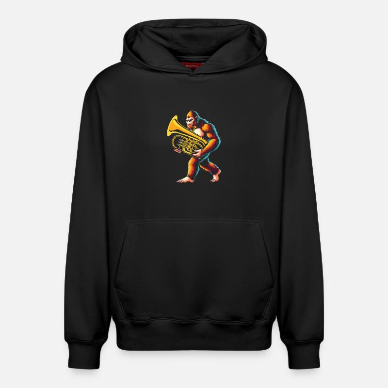 Yeti Gorilla avec euphonium - Sweat à capuche unisexe décontracté en coton biologique – de SPREAD - noir