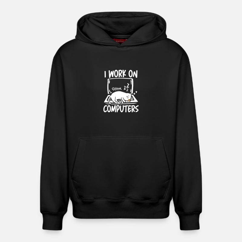 I work on computers - Relaxed Unisex Organic Hoodie – von SPREAD - Schwarz