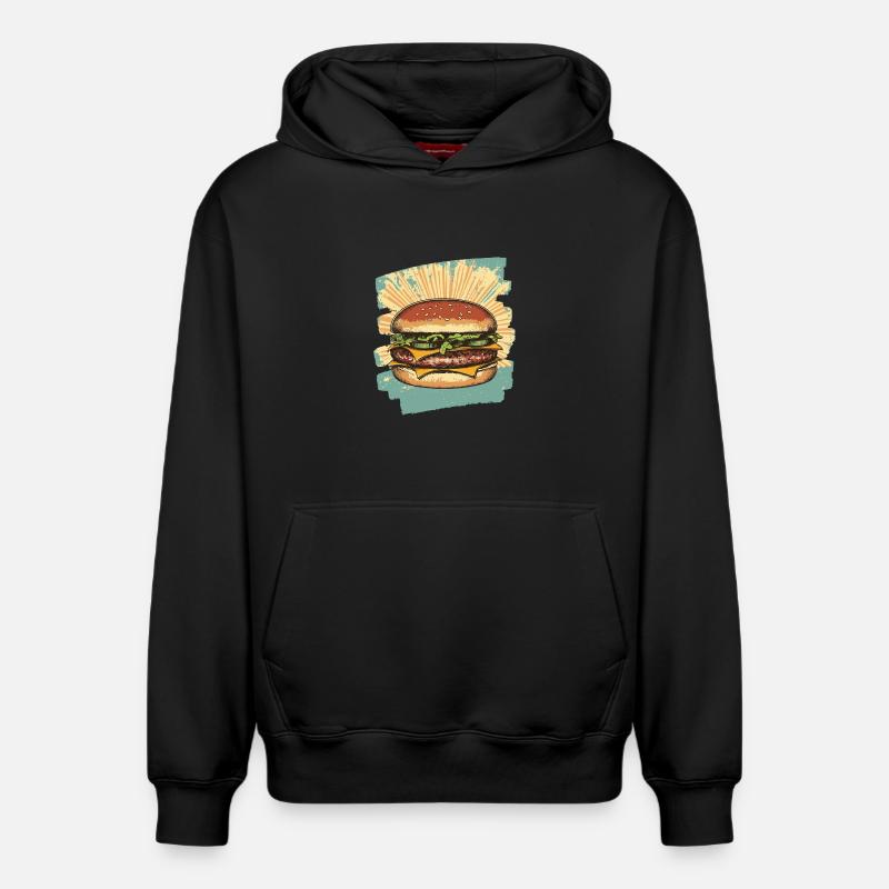 Burger Rétro - Sweat à capuche unisexe décontracté en coton biologique – de SPREAD - noir