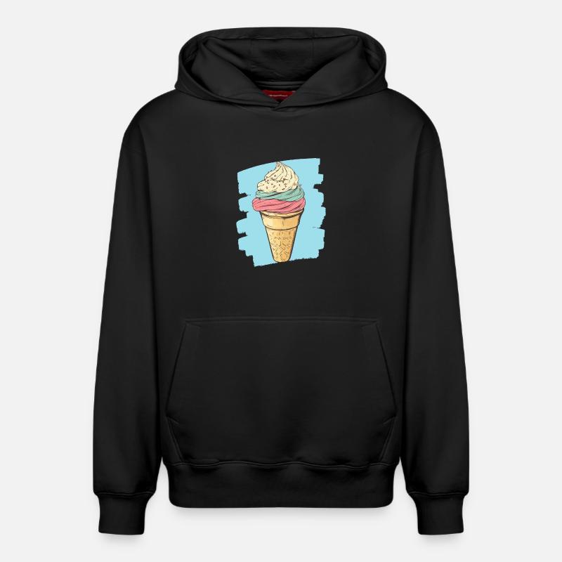 Crème glacée Crème glacée - Sweat à capuche unisexe décontracté en coton biologique – de SPREAD - noir