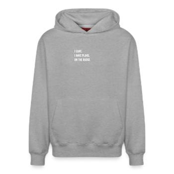Lustiger Spruch felsklettern bouldern vintage logo - Relaxed Unisex Organic Hoodie – von SPREAD - Grau meliert - Vorne - AI Model Female 172 dark (172cm) & AI Model Male 178 light (178cm)