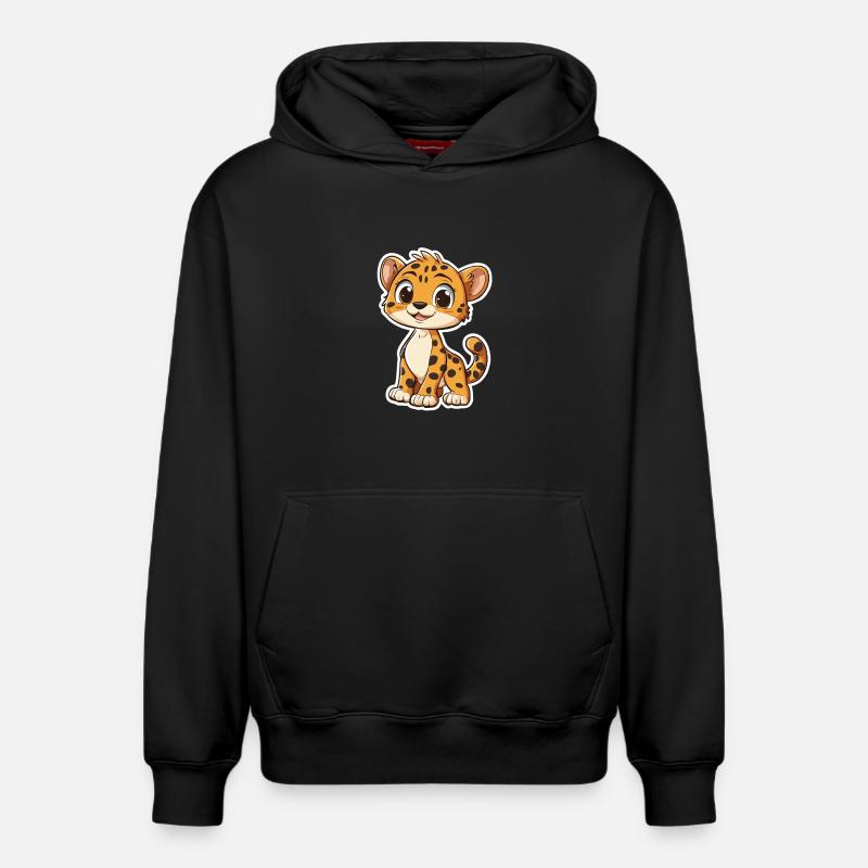 Guépard mignon - Sweat à capuche unisexe décontracté en coton biologique – de SPREAD - noir