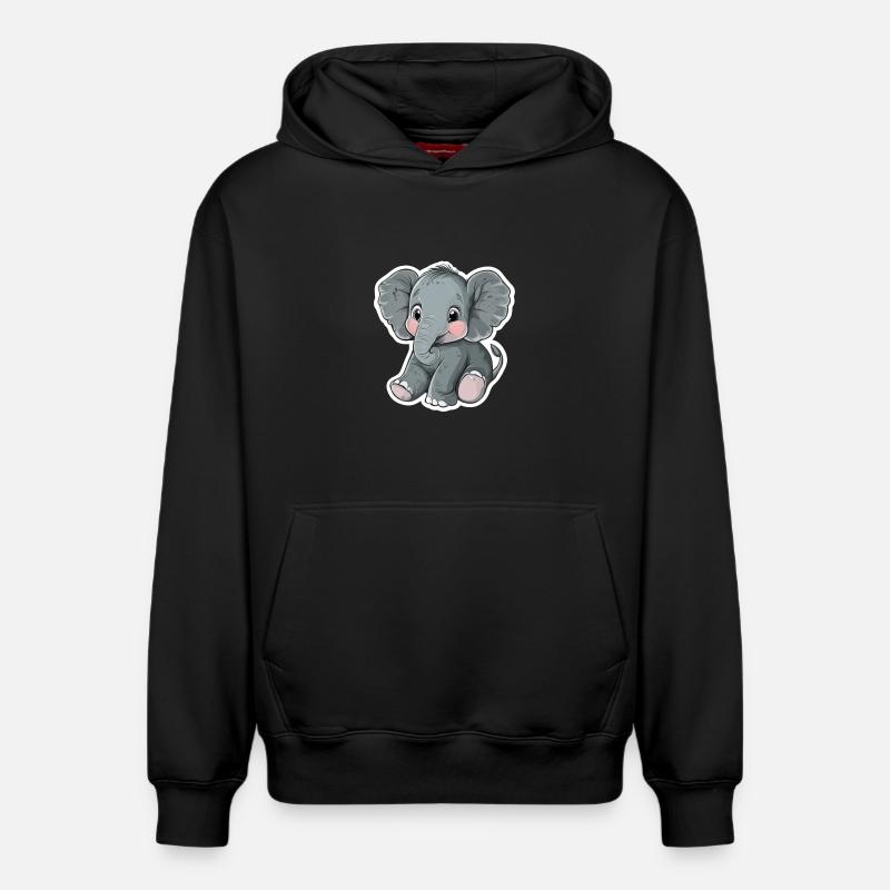 Éléphant - Sweat à capuche unisexe décontracté en coton biologique – de SPREAD - noir