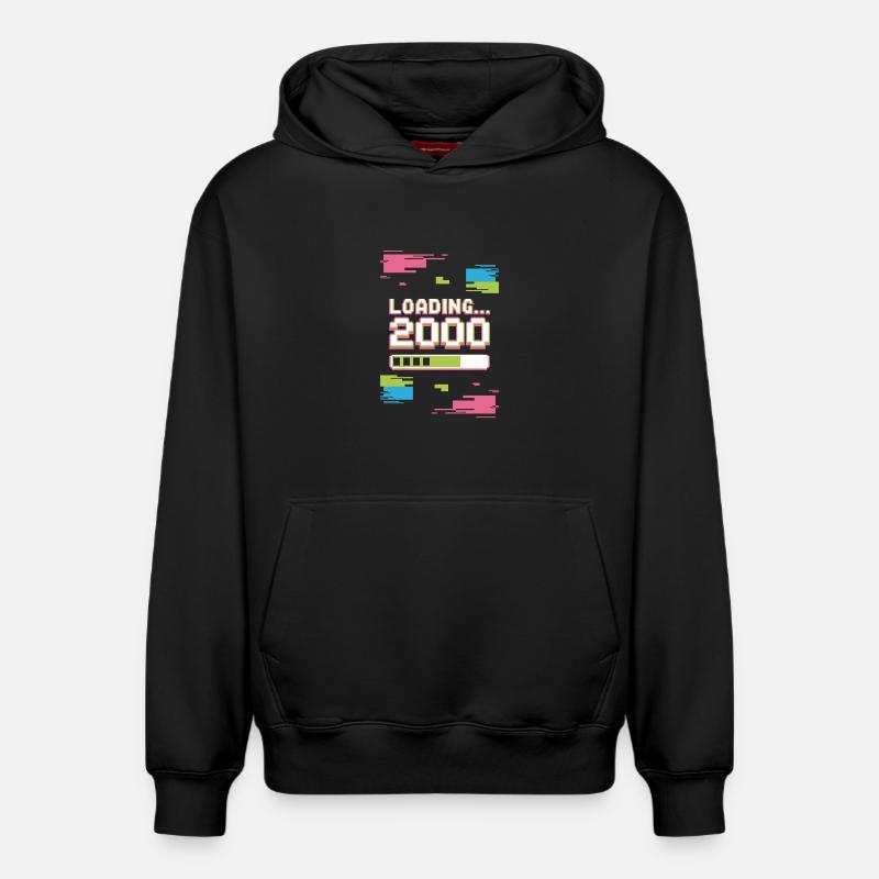 Retro Loading 2000 Pixel - Relaxed Unisex Organic Hoodie – von SPREAD - Schwarz
