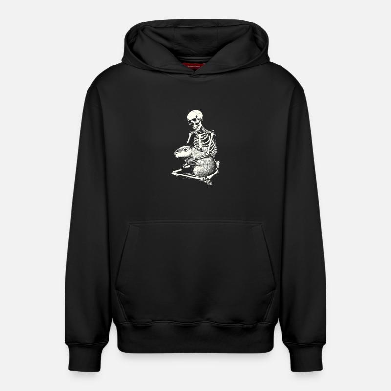 Capybara squelette étreignant - Sweat à capuche unisexe décontracté en coton biologique – de SPREAD - noir
