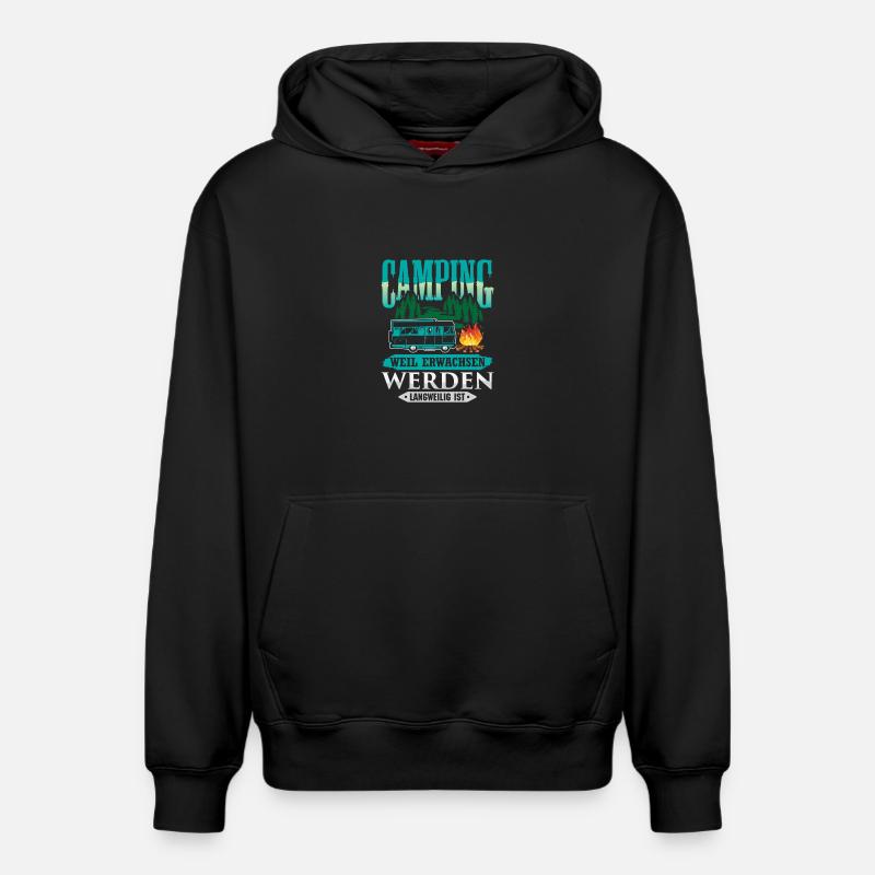 Camper Camping Caravane Dicton - Sweat à capuche unisexe décontracté en coton biologique – de SPREAD - noir