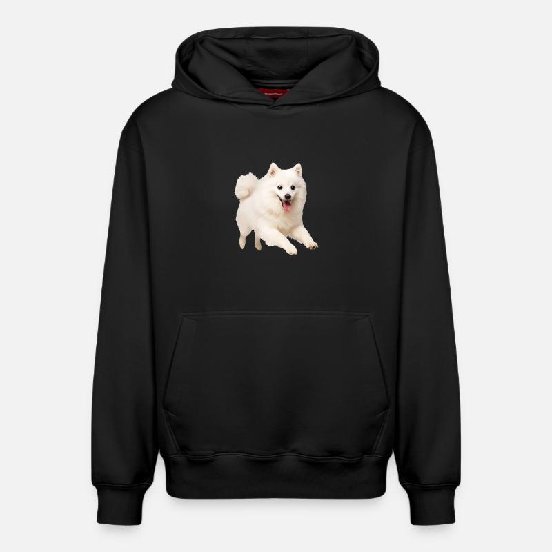 Spitz japonais - Sweat à capuche unisexe décontracté en coton biologique – de SPREAD - noir