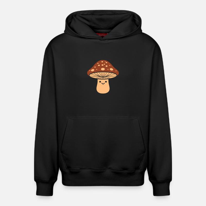 Champignon Sourire Doux - Sweat à capuche unisexe décontracté en coton biologique – de SPREAD - noir