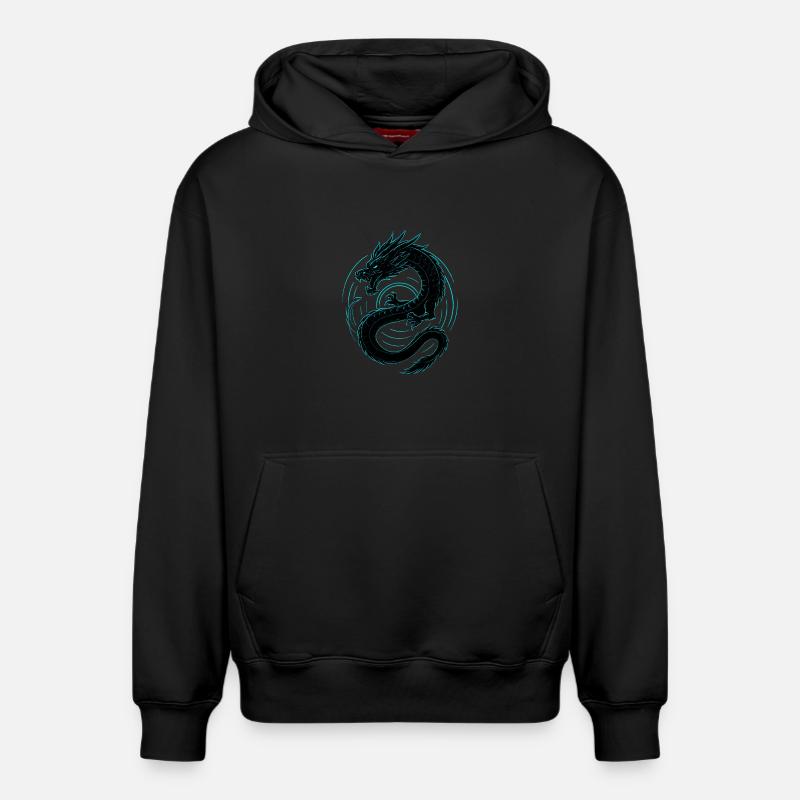 Dragon néon - Sweat à capuche unisexe décontracté en coton biologique – de SPREAD - noir