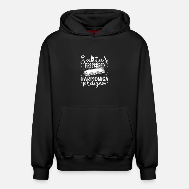 Harmonica Musican Santa´s Preferred Harmonica - Relaxed Unisex Organic Hoodie – von SPREAD - Schwarz