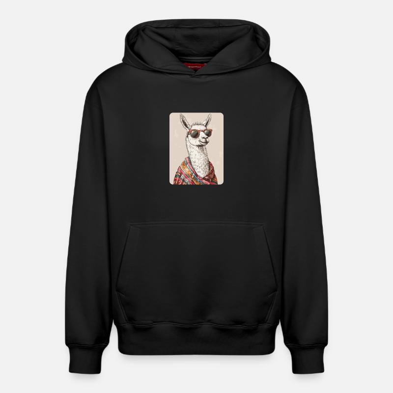 lama - Sweat à capuche unisexe décontracté en coton biologique – de SPREAD - noir