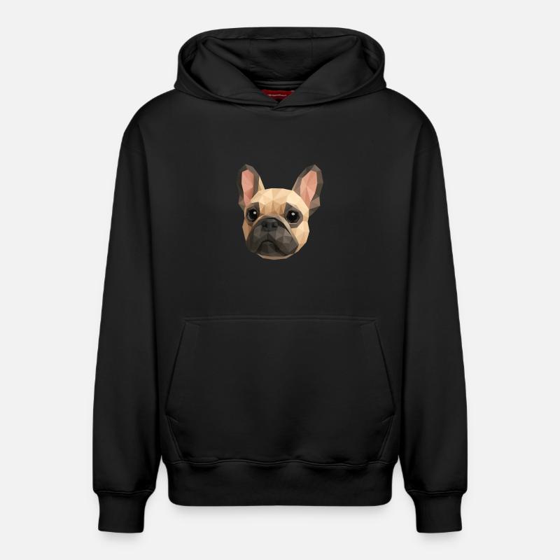 Polygone Bouledogue Français – Art Géométrique - Sweat à capuche unisexe décontracté en coton biologique – de SPREAD - noir