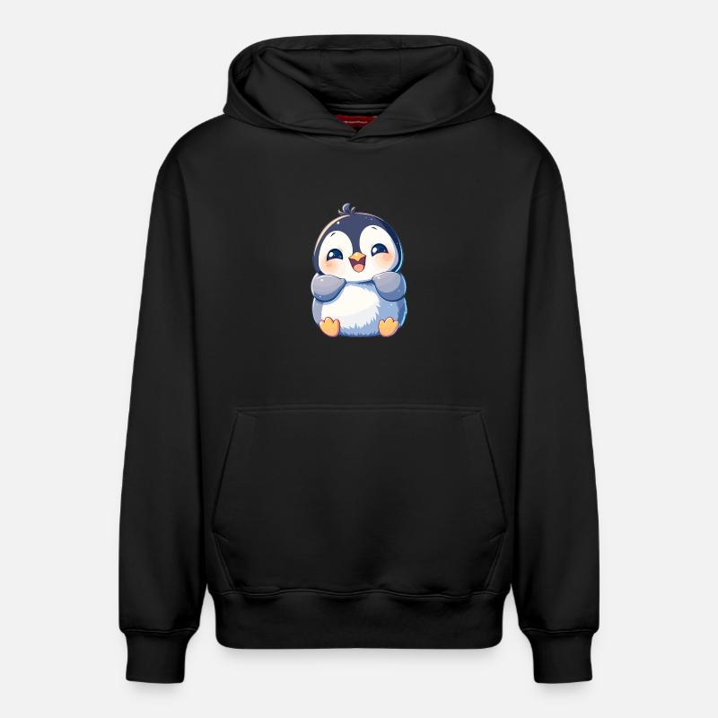 Pingouins Pingouin - Sweat à capuche unisexe décontracté en coton biologique – de SPREAD - noir