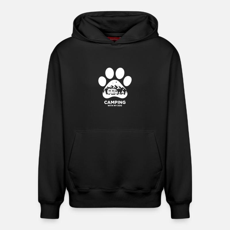 Camping avec chien citation campeur - Sweat à capuche unisexe décontracté en coton biologique – de SPREAD - noir