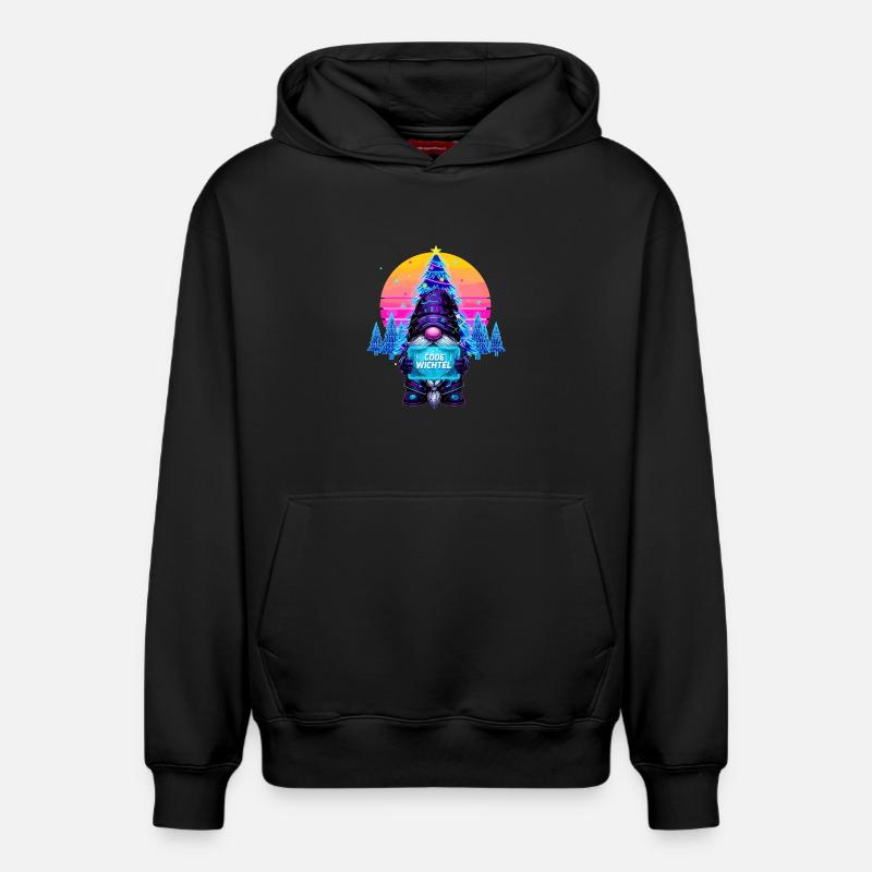 Cyberpunk Code Wichtel - Synthwave Xmas Nerd - Relaxed Unisex Organic Hoodie – von SPREAD - Schwarz