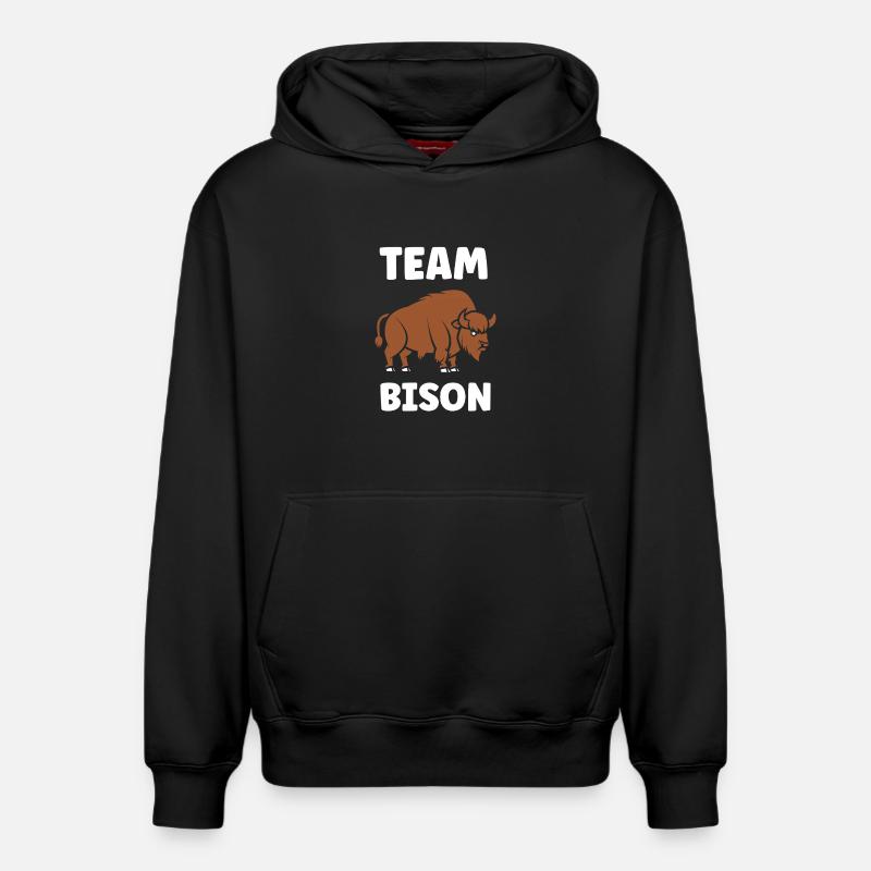 bison - Sweat à capuche unisexe décontracté en coton biologique – de SPREAD - noir