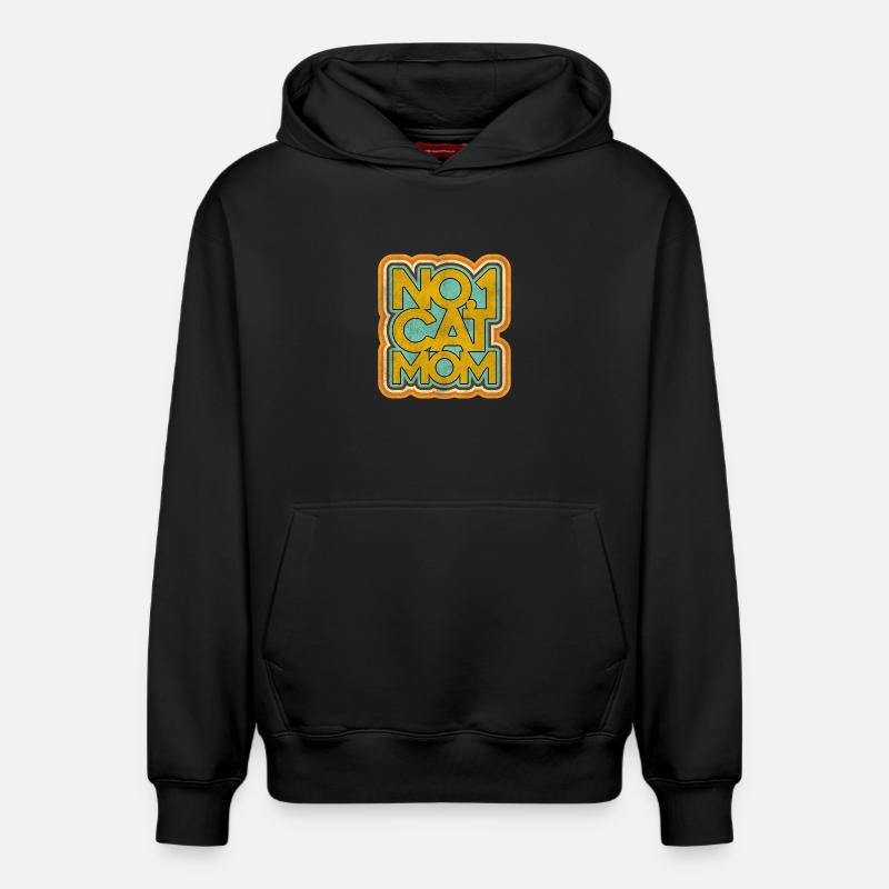 Katze Mama Nummer Eins Retro Abzeichen - Relaxed Unisex Organic Hoodie – von SPREAD - Schwarz