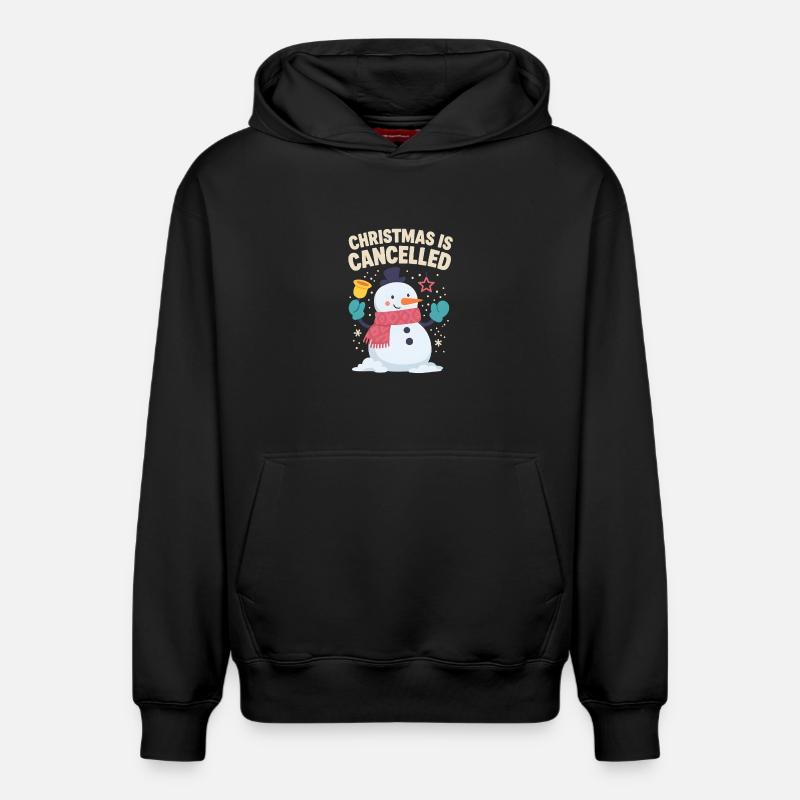 Fröhlicher Schneemann – Noël est annulé - Sweat à capuche unisexe décontracté en coton biologique – de SPREAD - noir
