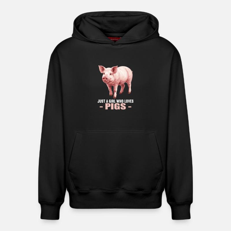 Cochon Cochon - Sweat à capuche unisexe décontracté en coton biologique – de SPREAD - noir