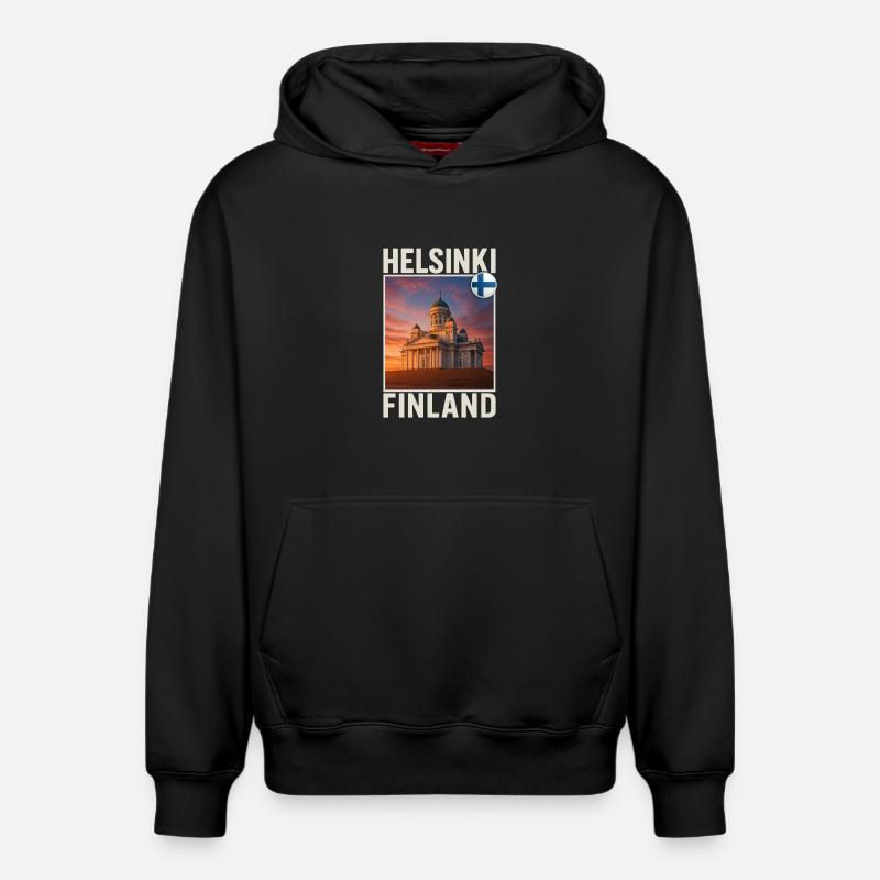 Helsinki - Sweat à capuche unisexe décontracté en coton biologique – de SPREAD - noir