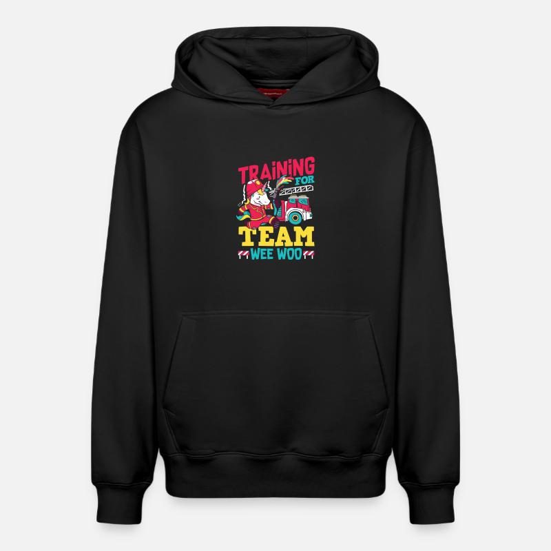 Wee Woo Squad Fire Tiny Feuerwehrmann - Relaxed Unisex Organic Hoodie – von SPREAD - Schwarz