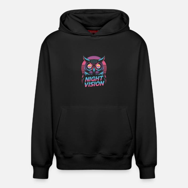 Night Vision Eule Retro Synthwave Nacht - Relaxed Unisex Organic Hoodie – von SPREAD - Schwarz