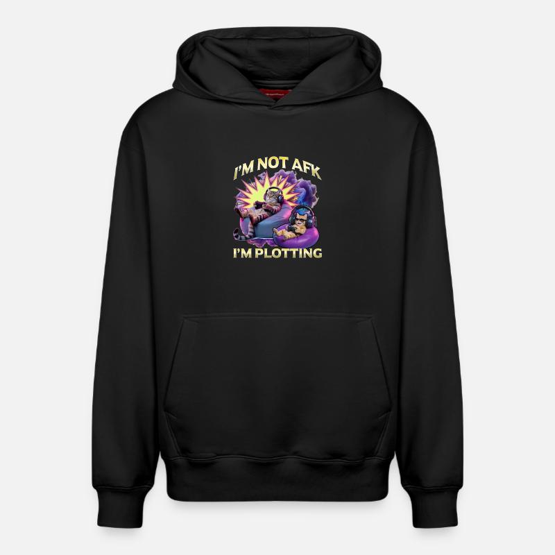 Chat gamer drôle - Sweat à capuche unisexe décontracté en coton biologique – de SPREAD - noir
