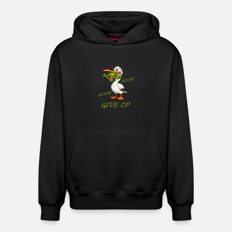 Cigogne - Grenouille ne jamais abandonner - Sweat à capuche unisexe décontracté en coton biologique – de SPREAD - noir
