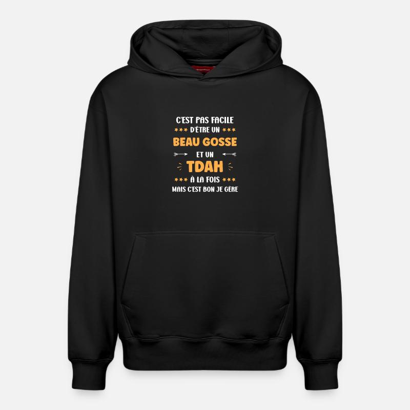tdah - Sweat à capuche unisexe décontracté en coton biologique – de SPREAD - noir