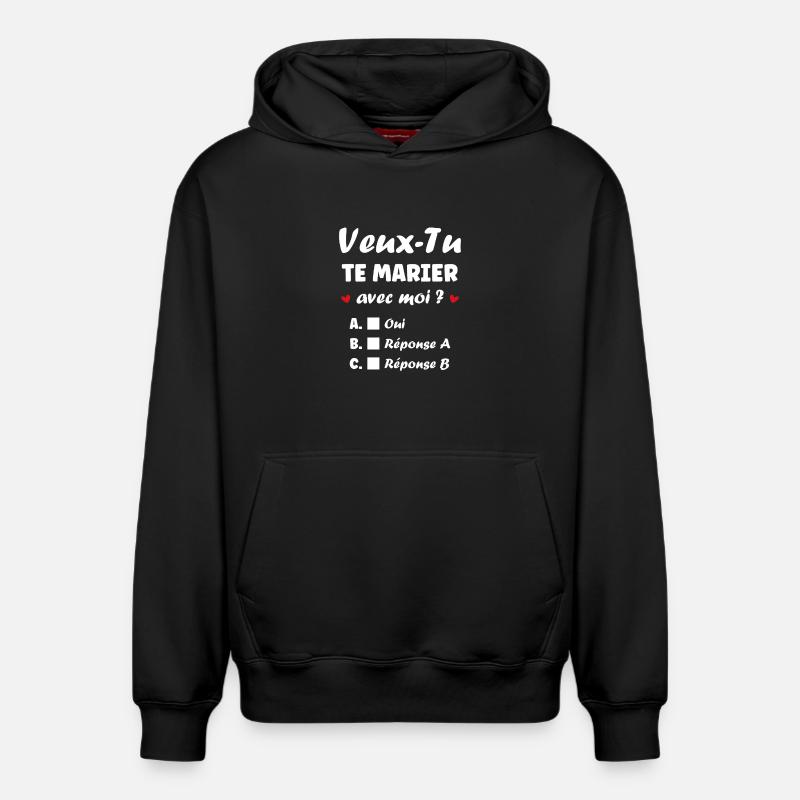 Proposition Mariage Interactif - Sweat à capuche unisexe décontracté en coton biologique – de SPREAD - noir