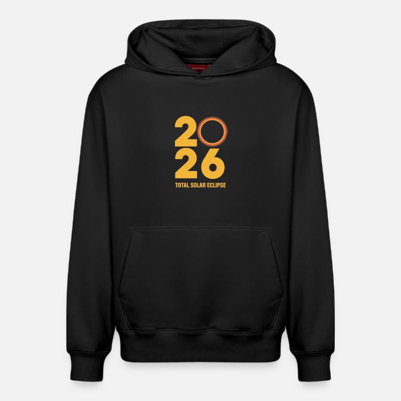 2026 Total Solar Eclipse Path Retro - Relaxed Unisex Organic Hoodie – von SPREAD - Schwarz