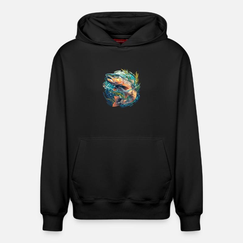 Saumon Saumon - Sweat à capuche unisexe décontracté en coton biologique – de SPREAD - noir