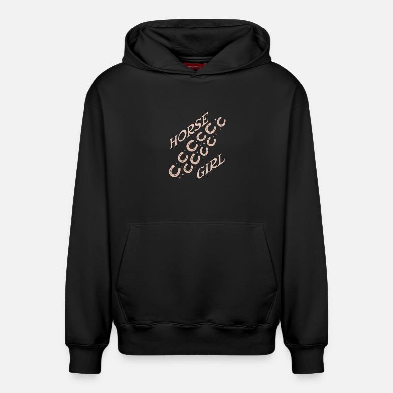 Pferdemädchen Logo Diagonal Muster - Relaxed Unisex Organic Hoodie – von SPREAD - Schwarz