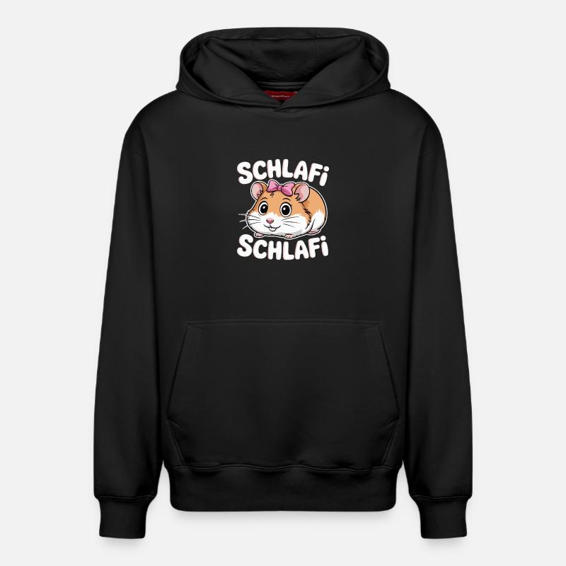 Schlafi Schlafi Hamster Design - Sweat à capuche unisexe décontracté en coton biologique – de SPREAD - noir