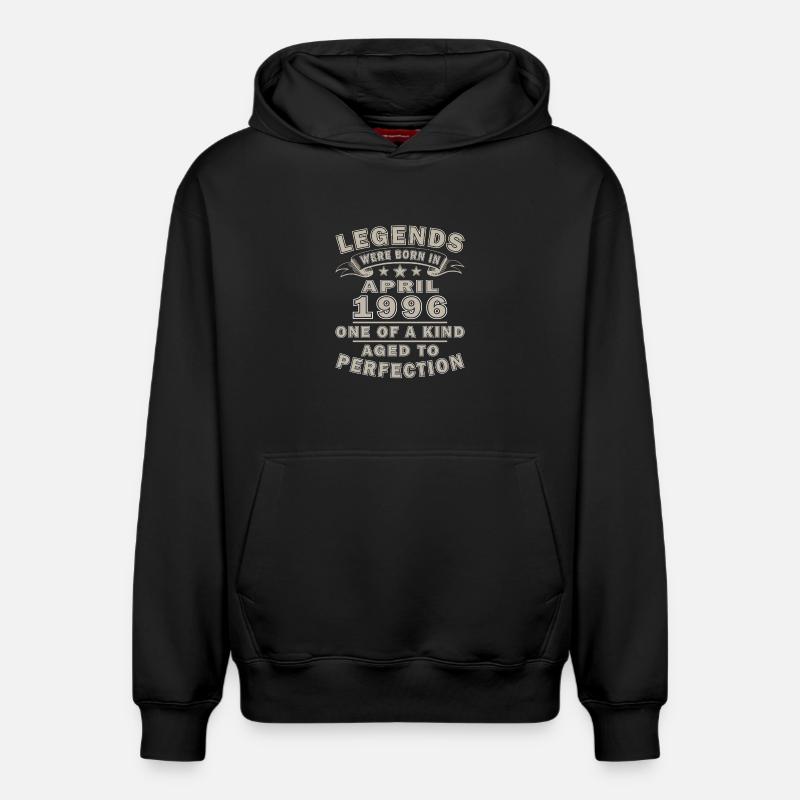 Légendes nées en avril 1996 - Sweat à capuche unisexe décontracté en coton biologique – de SPREAD - noir
