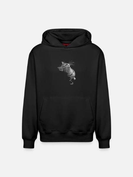 Graustufen Katzenschnurrer Blick - Relaxed Unisex Organic Hoodie – von SPREAD - Schwarz