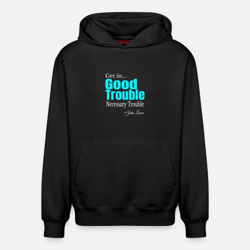 Good Trouble Gradient Zitat-Tee - Relaxed Unisex Organic Hoodie – von SPREAD - Schwarz