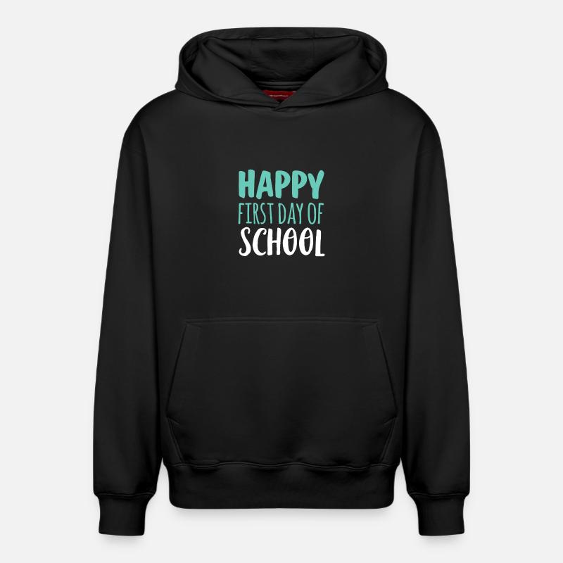 Premier jour d’école brillant - Sweat à capuche unisexe décontracté en coton biologique – de SPREAD - noir